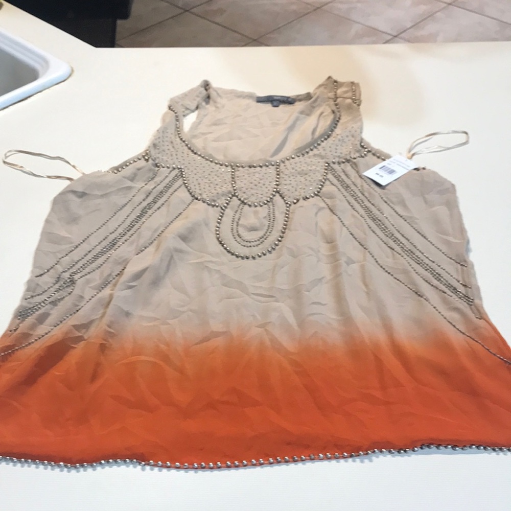 Marty M lg silk tank with beading no flaws. Ombré